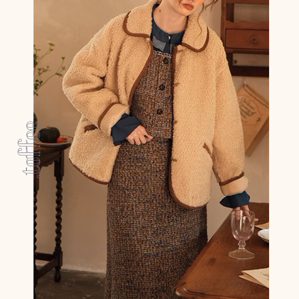 スクエアネックショートベスト&ホーンボタン付きロングスカートセットアップ《Z00878》