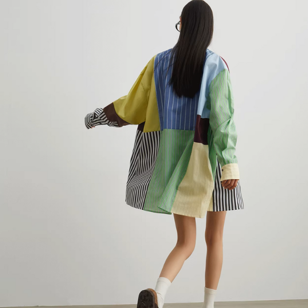 マルチカラーパッチワークルーズシャツ《Z00946》