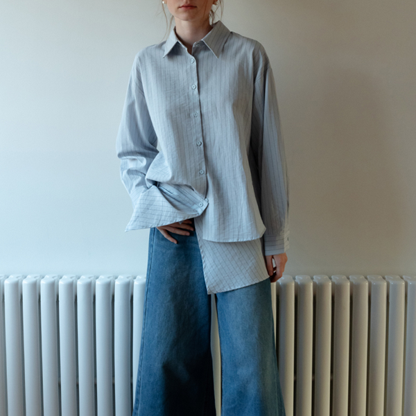 【2color】ストライプ柄ロングスリーブボタンダウンシャツ 《Z00716》