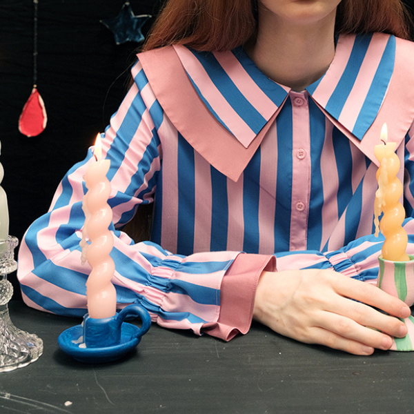 ダブルカラーストライプルーズシャツ  Z00011