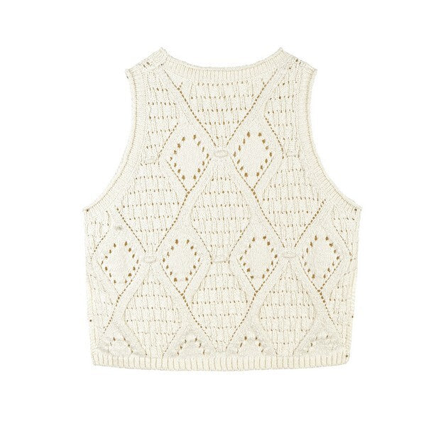透かし編みノースリーブニットトップ Z00384