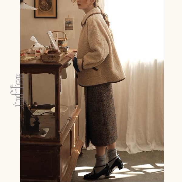 スクエアネックショートベスト&ホーンボタン付きロングスカートセットアップ《Z00878》