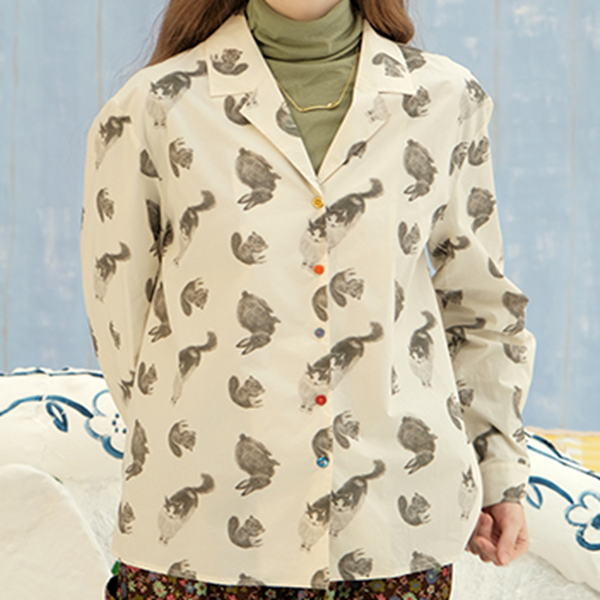 アニマルプリントヴィンテージシャツ Z00600