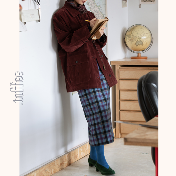 カラフルチェック柄ストレートスカート 《Z00648》