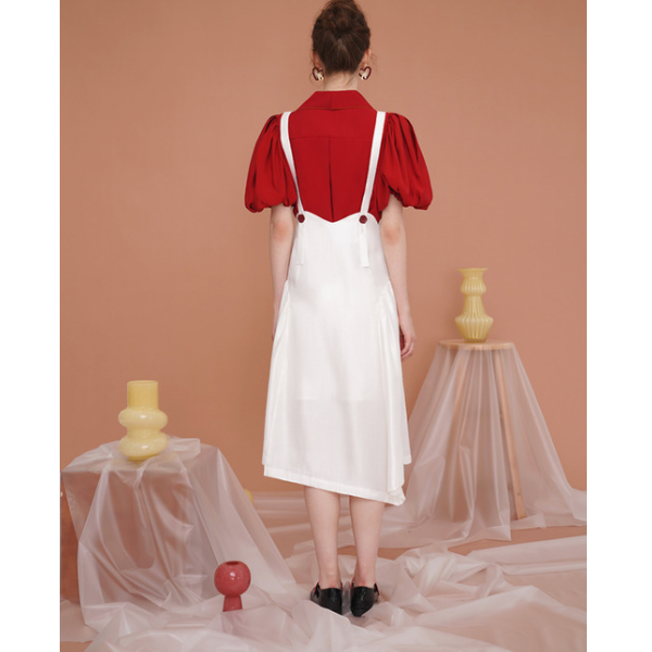 【2color】Vカットストラップワンピース X-185