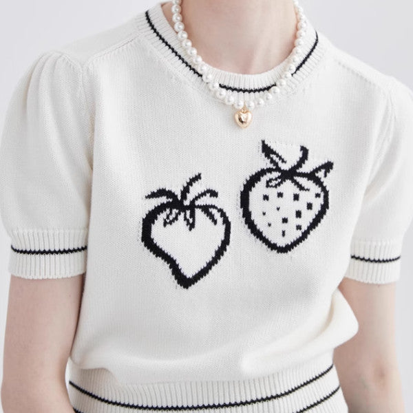 ストロベリー半袖ニットトップ Z00257