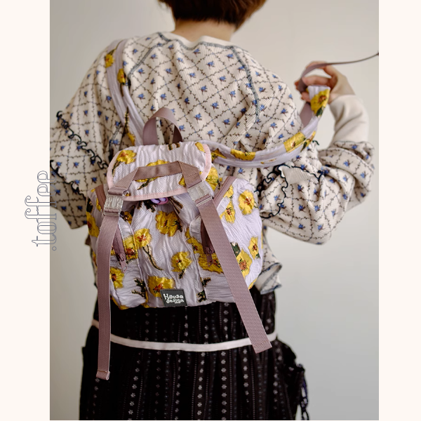 フラワーモチーフダブルジップ リュックサック《Z00937》