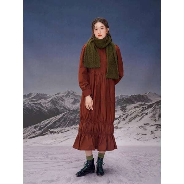 【3color】ゴールドフォックスボタンロングワンピース C0099