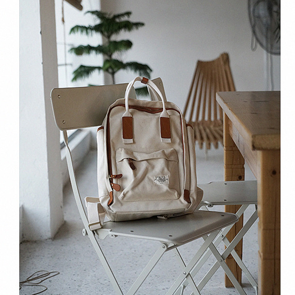 【2color】バイカラーレザーキャンバスバック Z00389