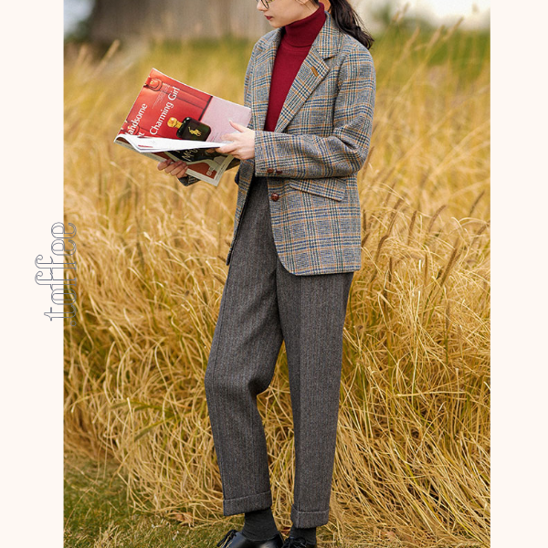 グレンチェック柄 テーラードジャケット 《Z00769》