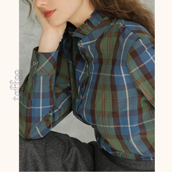 スタンドカラーボタンダウンチェックシャツ  《Z00707》
