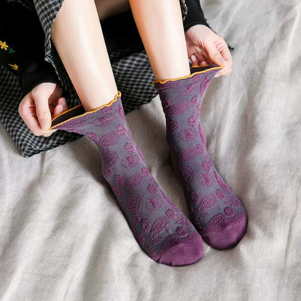 エンブロイダリーソックス6p w-051