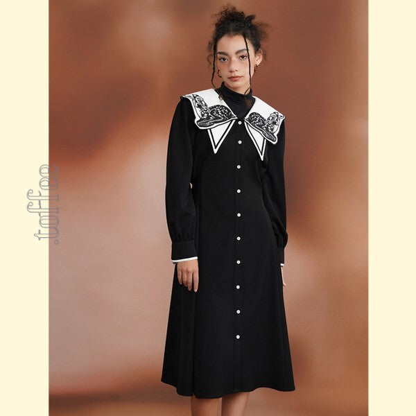 月明かりのバンビが佇む:オリエンタルと幻想が交差するプレッピーワンピース C0186