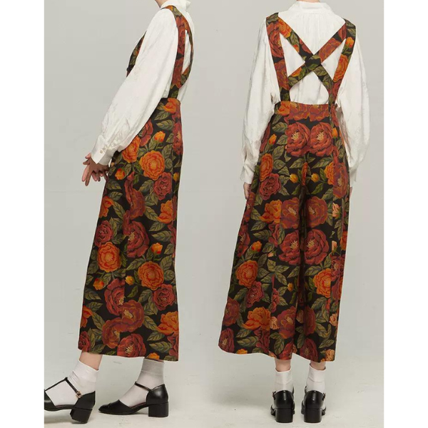 【2color】トータルフラワープリントジャンプスーツ w-042