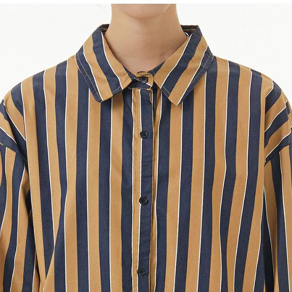 【2color】ストライプシャツワンピース X-349