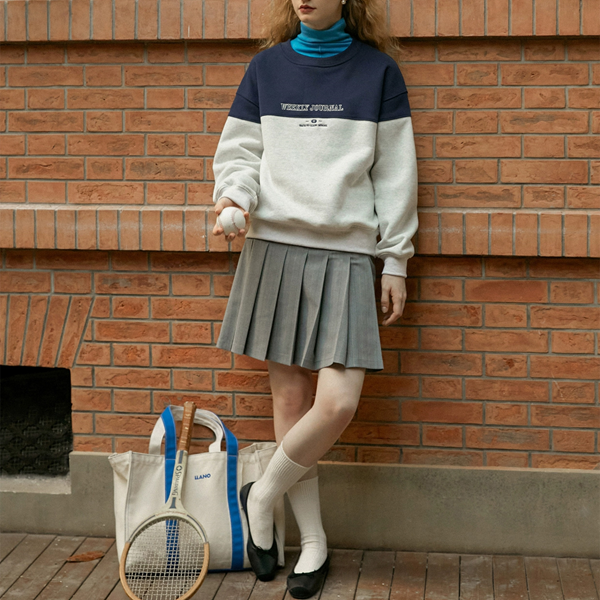 【2color】レター刺繍バイカラースウェット Z00554