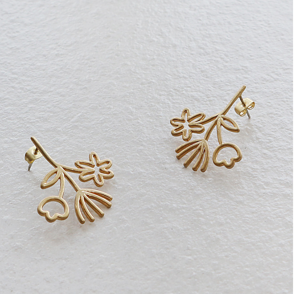 フラワーラインアートピアス X-165