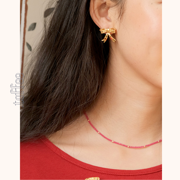 【set】星空リボンモチーフゴールドイヤーアクセサリー&ブローチ 《Z00710》