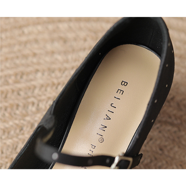 【2color】スクエアトゥチャンキーヒールドットパンプス X-536