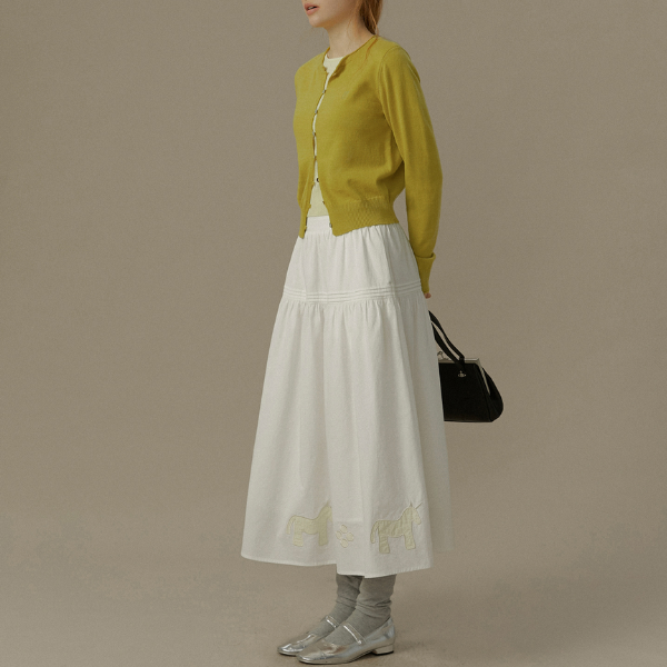ポニーパッチ刺繍フレアスカート《Z00824》