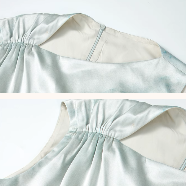 ミルクを飲む子犬プリントのノースリーブワンピース《Z00964》