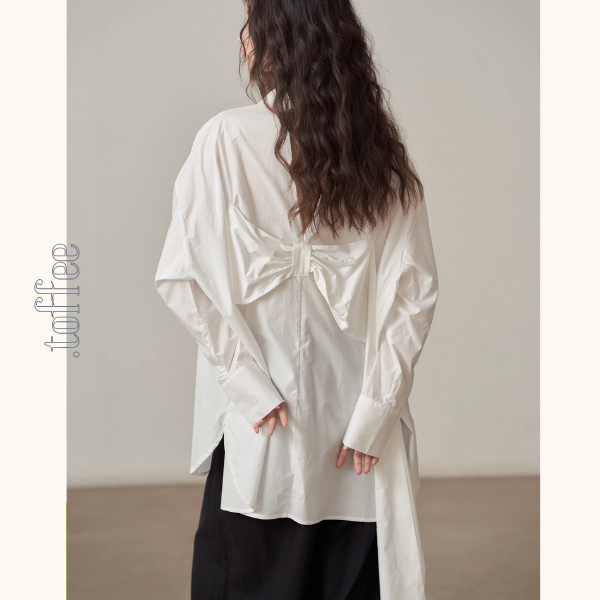 【2color】バックリボンオーバーサイズシャツ《Z00999》