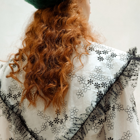 ビッグレースカラー小花プリントブラウス Z00464