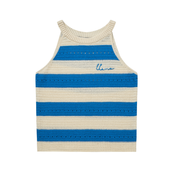 【2color】ホルターネックストライプニットトップ Z00310