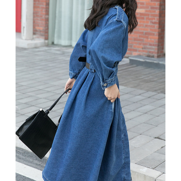 イレギュラーフラップデニムワンピース w-038