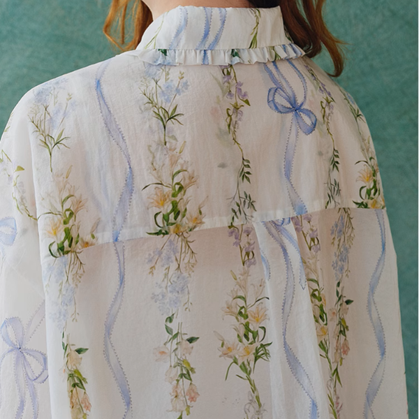 フローラルプリントシアーシャツ《Z00962》