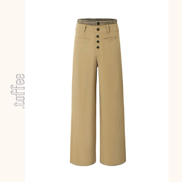 【2color】チェック柄ディテールワイドパンツ《Z01005》