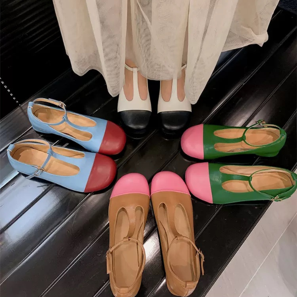 【4color】メリージェーンバイカラーレザーシューズ Z00236