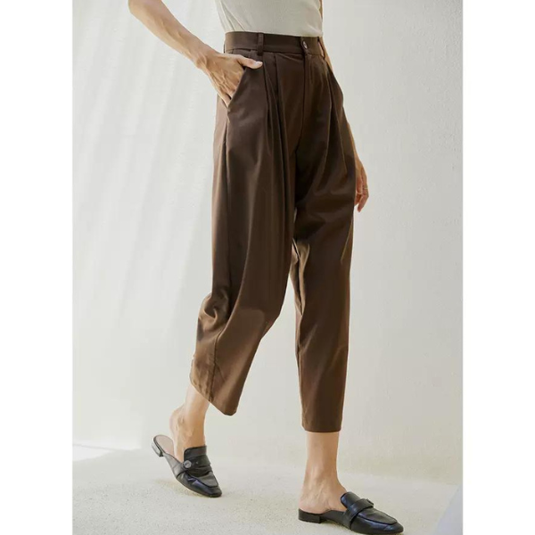 エッジボタンステッチクロップドパンツ w-013