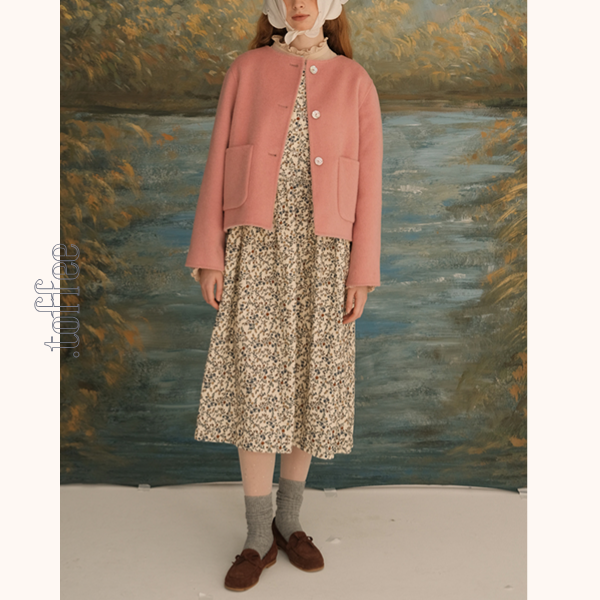 コーデュロイフローラルプリントノースリーブワンピース Z00616