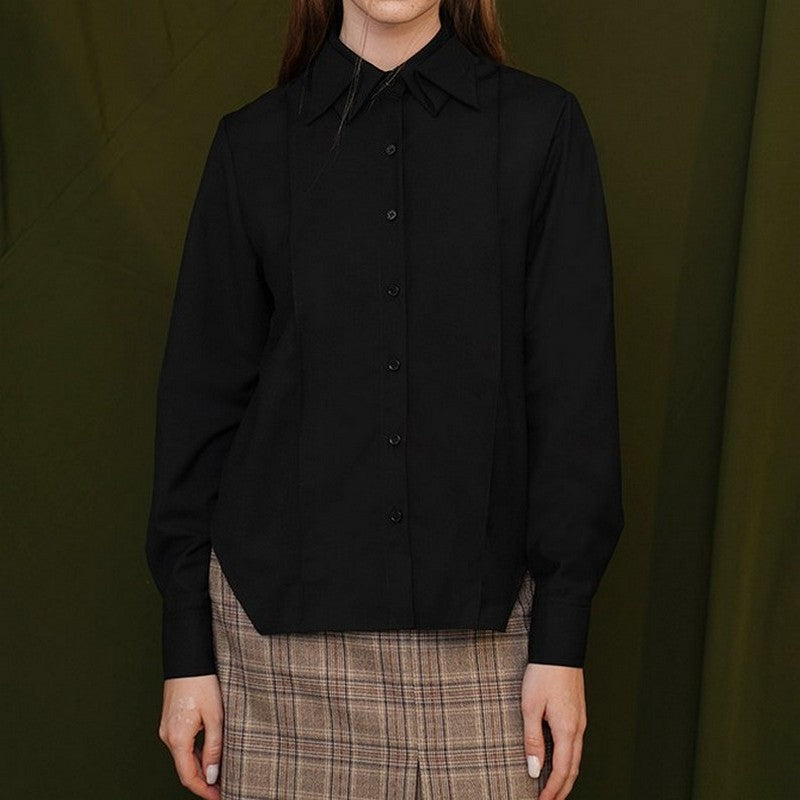 【2color】折り紙のような襟が素敵なシンプルシャツ