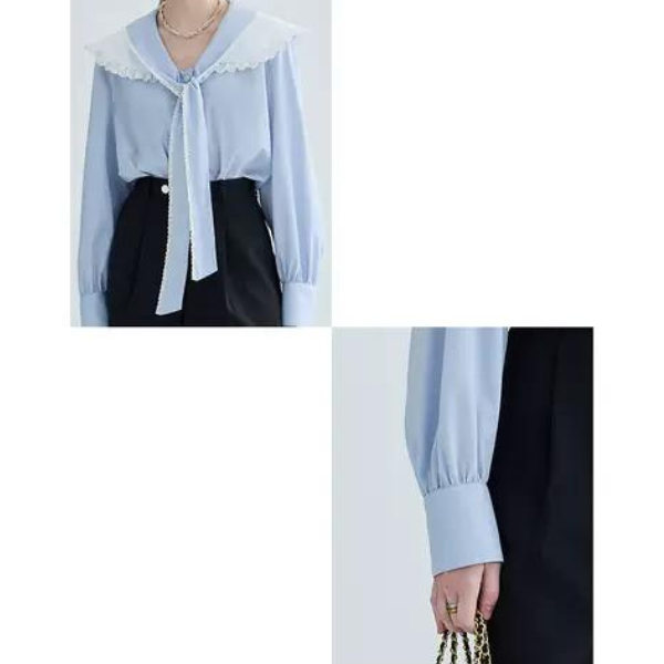 フリルカラーボウタイシャツ w-139