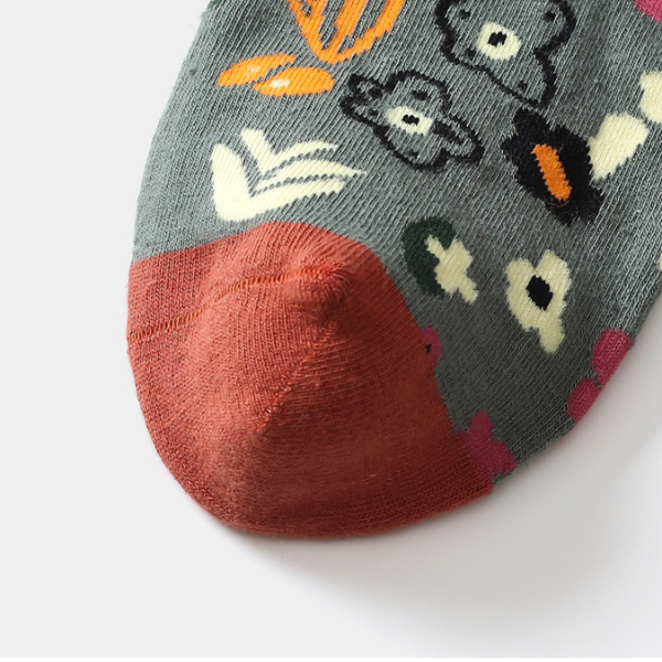 フラワーデザインソックス4p w-080