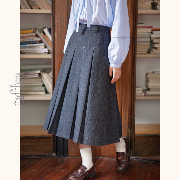 ミモレ丈ウールプリーツスカート Z00563
