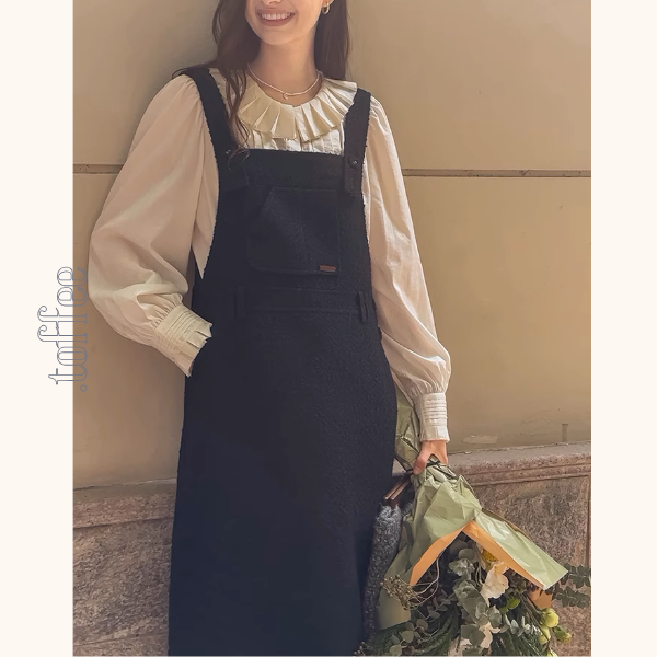 【2color】スクエアネックサスペンダーワンピース《Z00855》