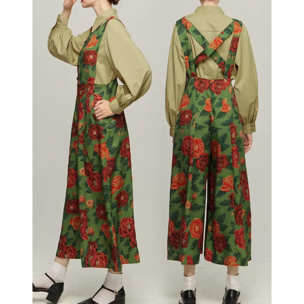 【2color】トータルフラワープリントジャンプスーツ w-042