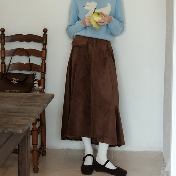 【2color】リムーバブルポケット付きコーデュロイAラインスカート  《Z00781》