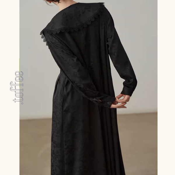 レイヤードドールカラーブラックジャガードワンピース《Z01000》