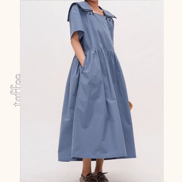 スクエアカラーオーバーサイズマキシワンピース《Z00940》