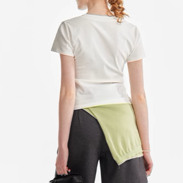 【2color】グリーンアップルプリントクルーネックトップ《Z01012》