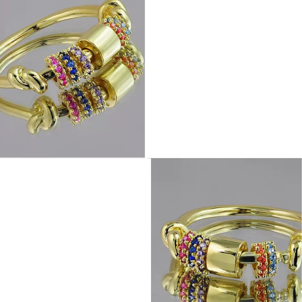 マルチカラーラインストーンエレガントリング AU-076