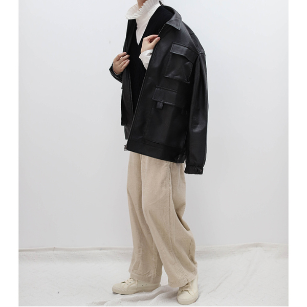 スタンドカラーフリルステッチトップス AU-237