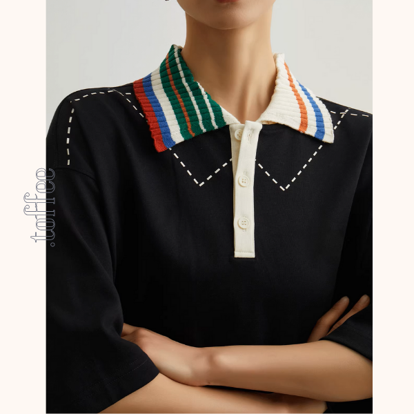 カラフルポロカラーオーバーサイズトップ&ホワイトショートパンツのセットアップ《Z00944》