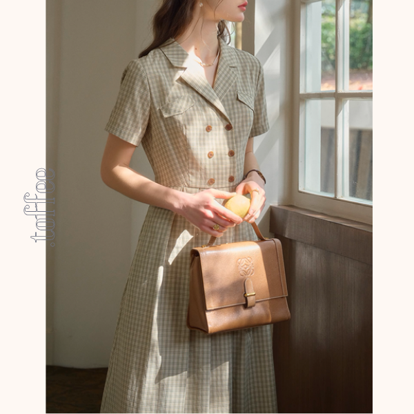 ダブルブレストチェック柄トレンチワンピース《Z00901》