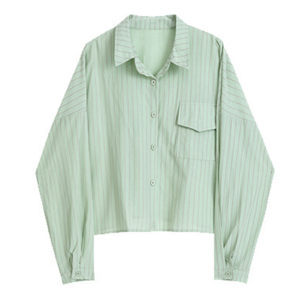 【3color】ピンストライプシャツ+キャミソールセットアップ X-223