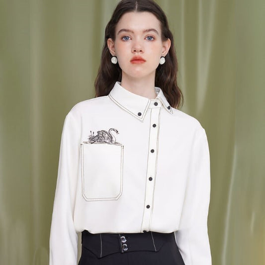 スワンエンブロイダリーシャツ W-171